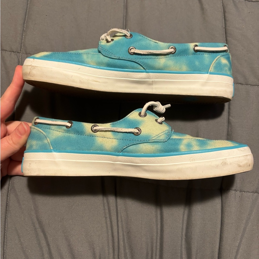 SPERRY Womens Crest Two-Tone Cream and Blue Boat Shoe Size 7.5 - Picture 5 of 8